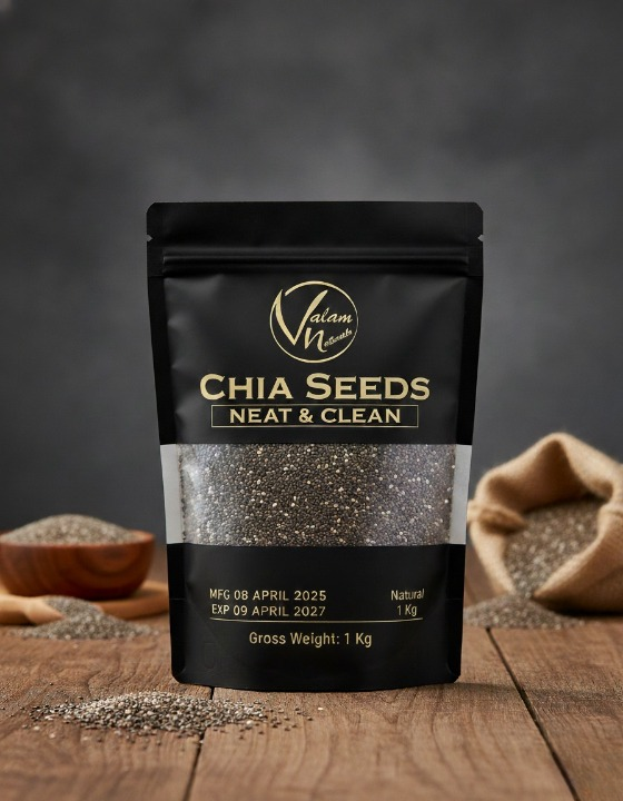 Valam Naturals Chia Seeds – 100% Pure, Clean & Nutrient-Rich Superfood