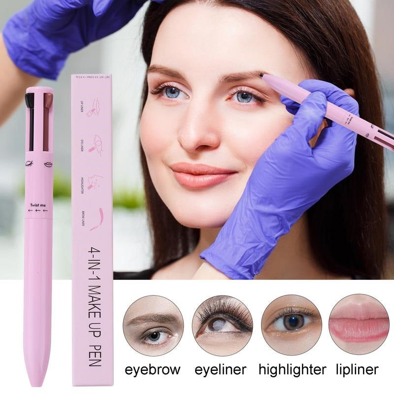 Multi-effect 4 In 1 Eyeliner Eyebrow Pencil Contour Pen Long Lasting Waterproof Cosmetics Eyeliner Makeup Pencil Lip Liner Pen