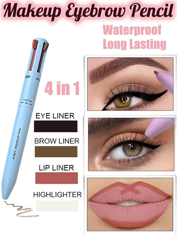 Multi-effect 4 In 1 Eyeliner Eyebrow Pencil Contour Pen Long Lasting Waterproof Cosmetics Eyeliner Makeup Pencil Lip Liner Pen