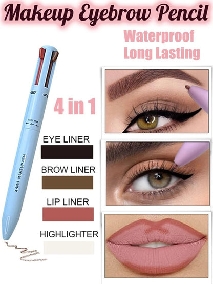 Multi-effect 4 In 1 Eyeliner Eyebrow Pencil Contour Pen Long Lasting Waterproof Cosmetics Eyeliner Makeup Pencil Lip Liner Pen
