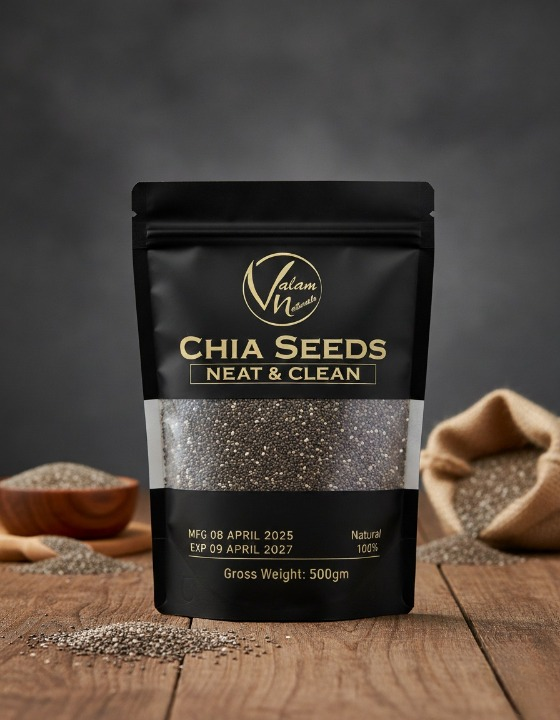Valam Naturals Chia Seeds – 100% Pure, Clean & Nutrient-Rich Superfood