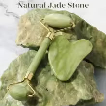 Jade Roller and Gua Sha Stone – Natural Anti-Aging Facial Massage Tool for Glowing Skin