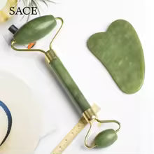 Jade Roller and Gua Sha Stone – Natural Anti-Aging Facial Massage Tool for Glowing Skin