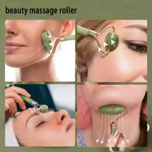 Jade Roller and Gua Sha Stone – Natural Anti-Aging Facial Massage Tool for Glowing Skin